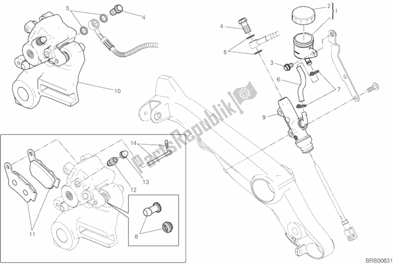 Tutte le parti per il Sistema Frenante Posteriore del Ducati Scrambler 1100 Sport PRO USA 2020